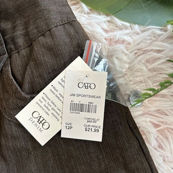 Cato NWT Petites Brown Stretch Shape Enhancing Classic Pants Sz 12 P $22 - Picture 2 of 10